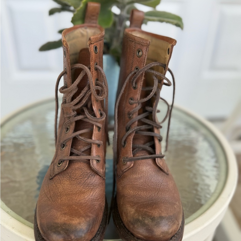 Frye Brown Lace Up Boots